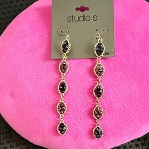 Studio S Gold and Dark Brown Drop Earrings